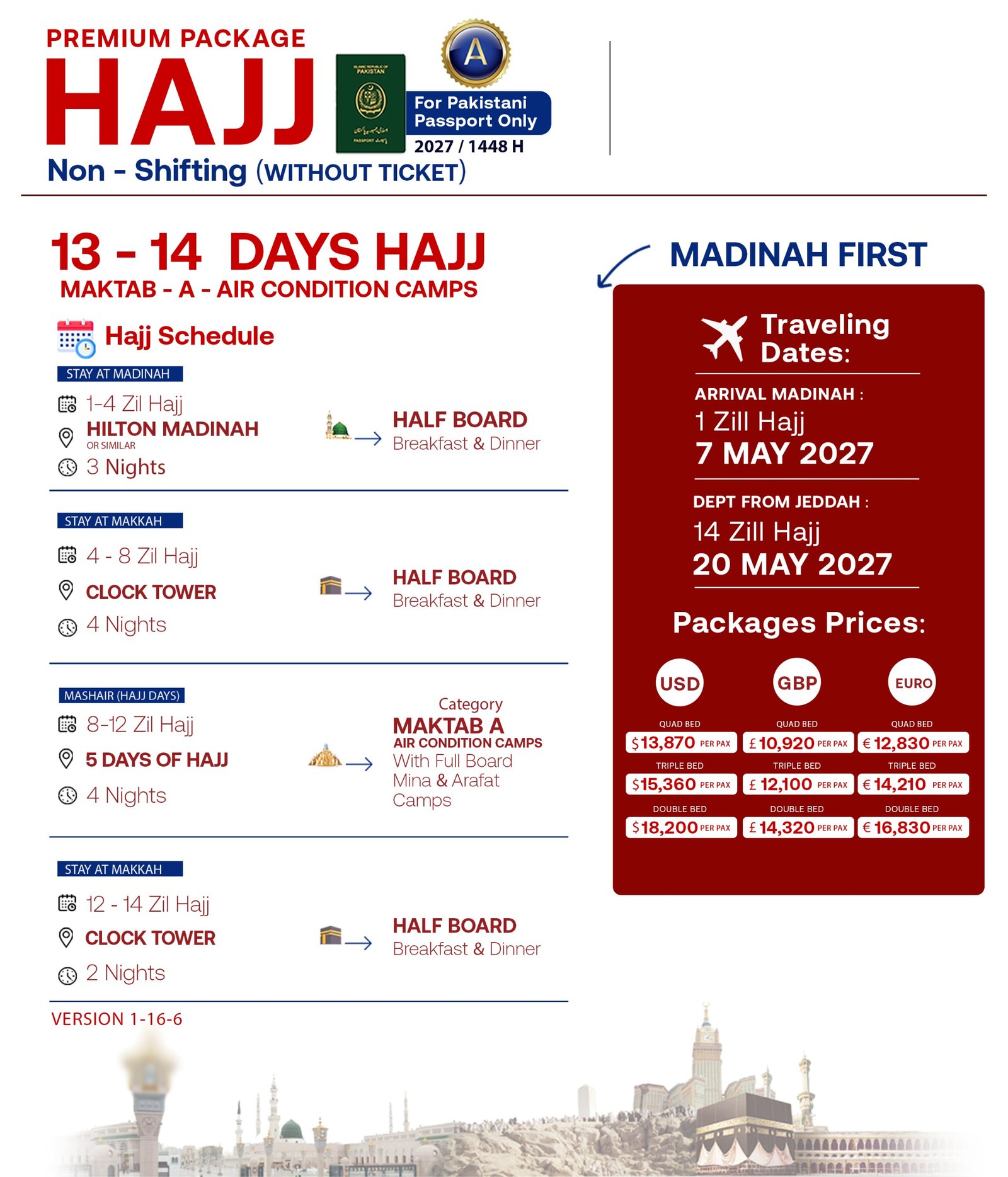13-14 Days Premium Hajj Package